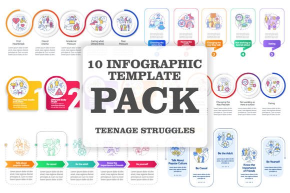Exploring the Common Teenage Issues Infographic Set