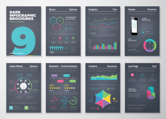Strategic Use of Dark Business Infographic Vector Set 9 for Enhanced Visual Communication