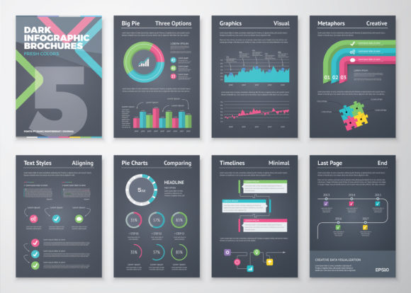 Unlocking the Potential of Dark Business Infographic Vector Set 5 for Modern Data Visualization